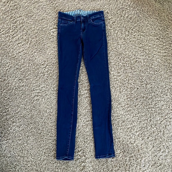 Rare 7 for all Mankind Jonathan Adler skinny jeans Size 24 Turquoise stitching - Picture 2 of 9